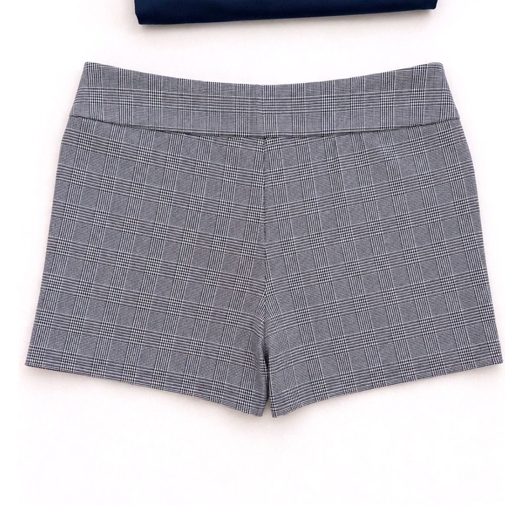 INC International Concepts Womens Black White Glen Plaid Pull On Shorts Size 14